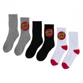 Santa Cruz Cruz Youth Crew Socks - 2 Pairs Heather Grey/Black/White