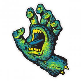 Santa Cruz Street Creep Hand Clear Mylar Sticker - Blue/Green/Yellow 4.6" x 6"