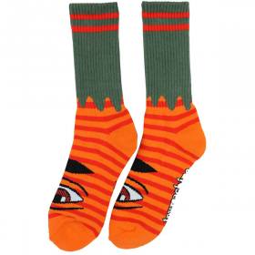 Toy Machine Sect Eye Stripe Crew Socks - Army/Orange
