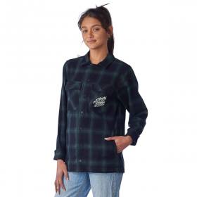 Santa Cruz Women's Flame Long Sleeve Flannel Shirt - Forest/Black