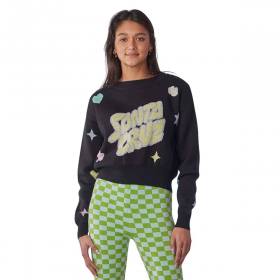 Santa Cruz Women's Bubble SC Crop Sweater Long Sleeve Sweater - Black