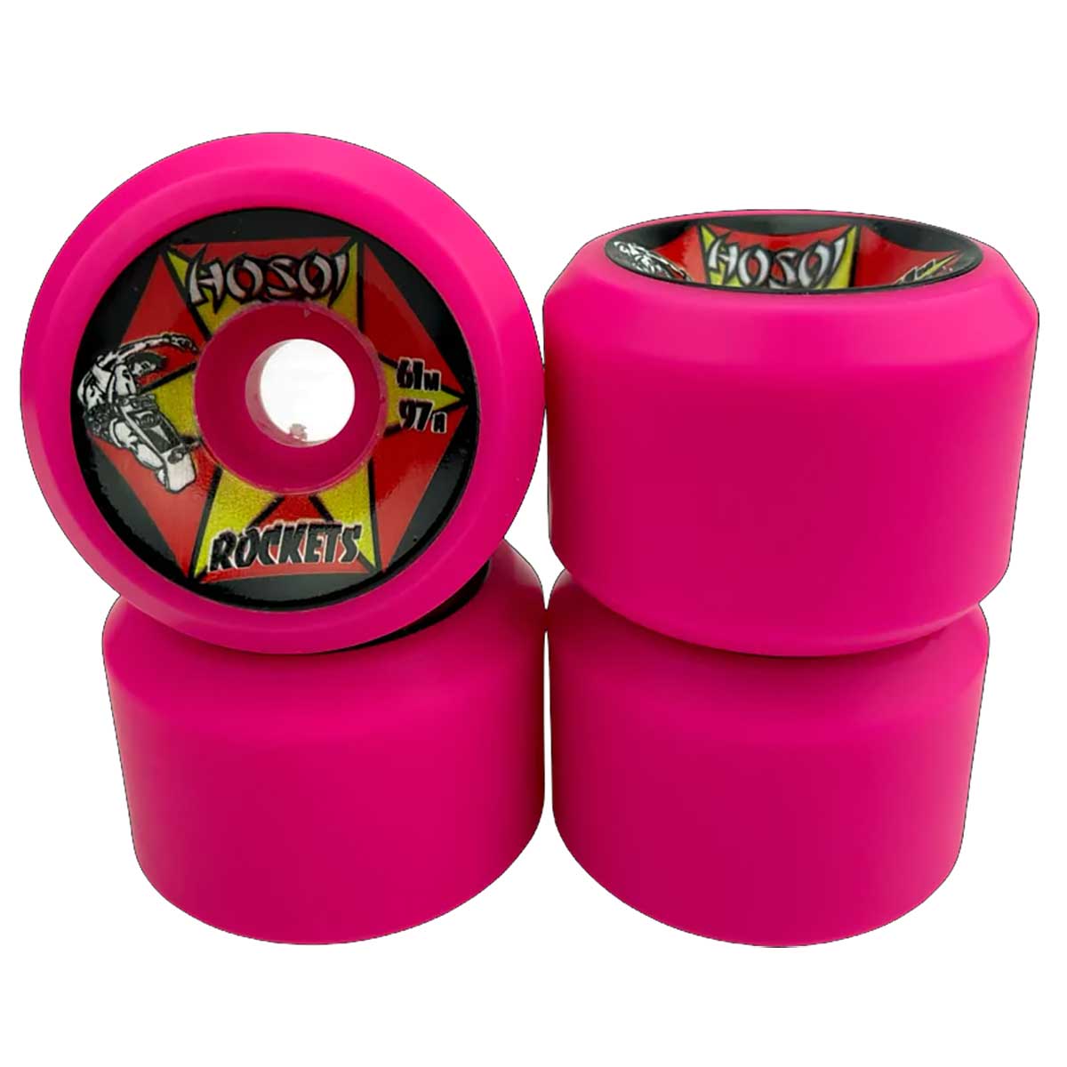 Hosoi Skates Rockets Skateboard Wheels - 61mm 97a Pink | SoCal