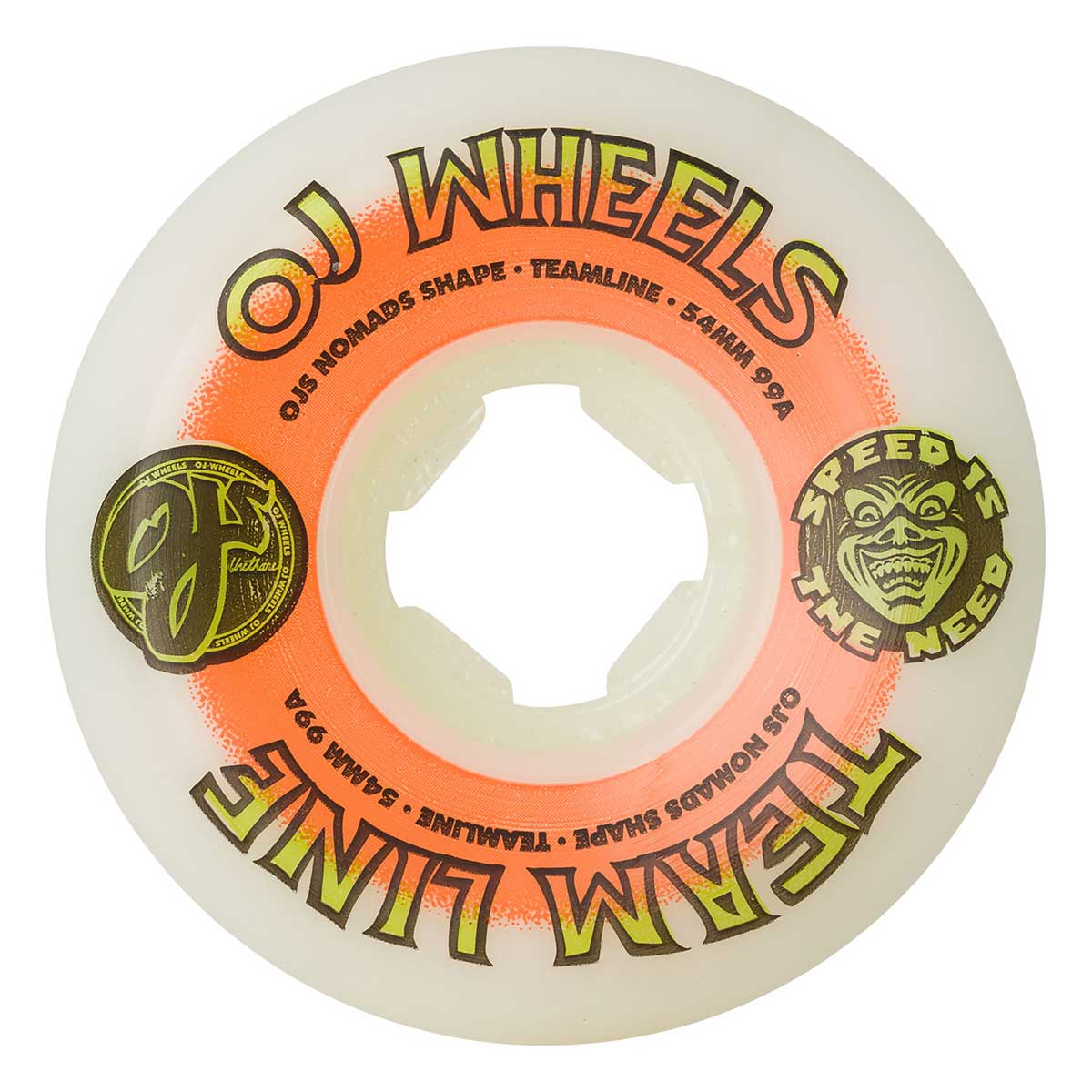 OJ Team Line Original Nomads Skateboard Wheels - White/Orange/Green ...