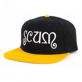 Scum Skates Logo Snapback Hat - Black/Yellow