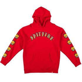 Spitfire Wheels Old E Bighead Fill Sleeve Pullover Hoodie - Scarlet Red/Gold