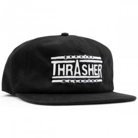 Thrasher Genuine Logo Snapback Hat - Black/White