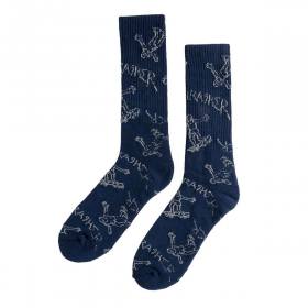 Thrasher Gonz Logo Crew Socks - Navy/Grey