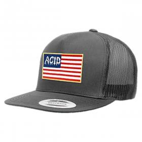 Acid Chemical Co Flag Mesh Trucker Hat - Charcoal