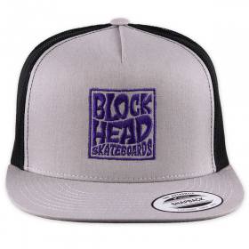 Blockhead Stacked Logo Mesh Trucker Hat - Silver/Black