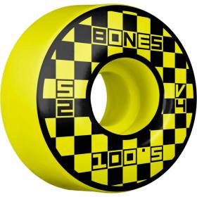 52mm 100a Bones 100s V4 Wide OG Wheels - Yellow Block Party