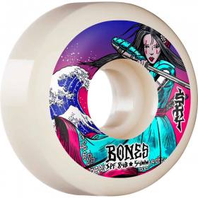 54mm 104a Bones SPF P5 Sidecut Sky Brown Warrior Pro Wheels - White