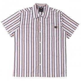 Dickies Skate Cooling Relaxed Fit Striped Button Up Shirt - White/Lotus/Black Stripe