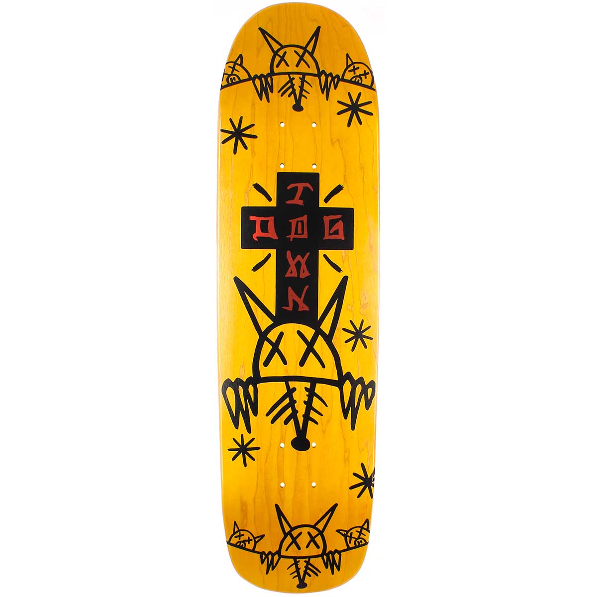 Dogtown Rat Face 2 Pool Skateboard Deck - Yellow Stain 8.375x32