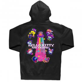 Girl Sanrio Kawaii Arcade Friends Pullover Hoodie - Black