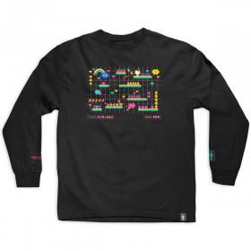 Girl Sanrio Kawaii Arcade Level Up Long Sleeve T-Shirt - Black