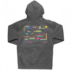 Girl Sanrio Kawaii Arcade Level Up Pullover Hoodie - Charcoal
