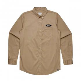 Girl Oval Script Wash Long Sleeve Work Shirt - Khaki