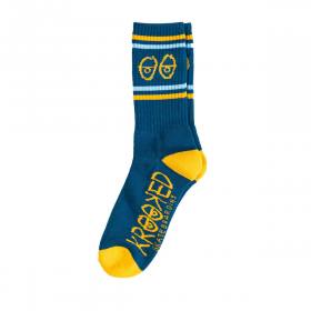 Krooked Eyes Crew Socks - Blue/Gold