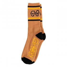 Krooked Eyes Crew Socks - Brown/Gold