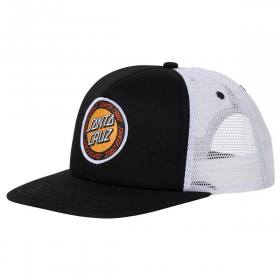 Santa Cruz Outer Ringed Dot High Profile Mesh Trucker Hat - Black/White