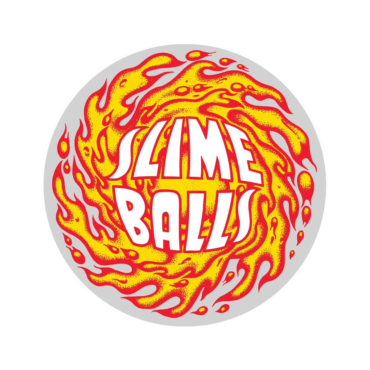 Slime Balls Wheels SB Logo Flame Clear Mylar Sticker - Red/Yellow 3.5