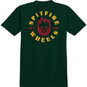 Spitfire Wheels Bighead Classic Pocket T-Shirt - Forest Green w Gold/Red
