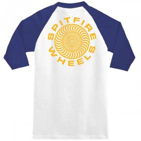 Spitfire Wheels Classic 87 Swirl 3/4 Sleeve Raglan T-Shirt - White/Royal w Yellow