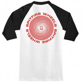 Spitfire Wheels Classic Vortex 3/4 Sleeve Raglan T-Shirt - White/Black w Red