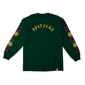 Spitfire Wheels Old E Bighead Combo Sleeve Long Sleeve T-Shirt - Forest Green w/ Green/Red