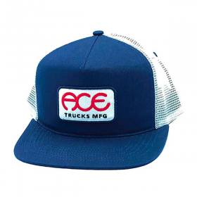 Ace Trucks Speedway Embroidered Patch 5-Panel Mesh Trucker Hat - Navy/White