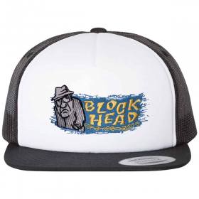 Blockhead Grumpy Man Mesh Trucker Hat - Black/White