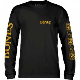 Bones Wheels Black & Gold Long Sleeve T-Shirt - Black