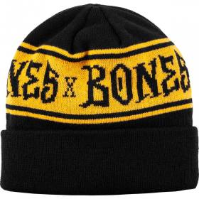 Bones Wheels Black & Gold Stripes Cuff Beanie - Black/Gold