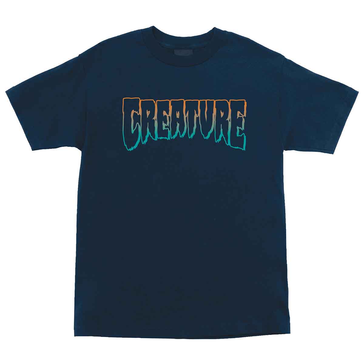 Creature Skateboards Logo Outline T-Shirt - Navy w/Aqua | SoCal Skateshop