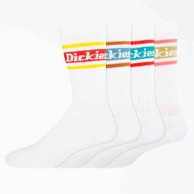 Dickies Rugby Stripe Crew Socks 4-Pack - White/Spring Stripe