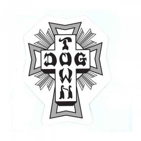Dogtown 80s Cross Logo Sticker - Grey/White 11"