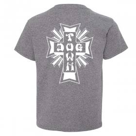 Dogtown Cross Logo Youth T-Shirt - Graphite Heather/White