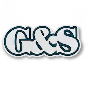 G&S Large Logo Sticker - 3" x 7.5" White/Teal