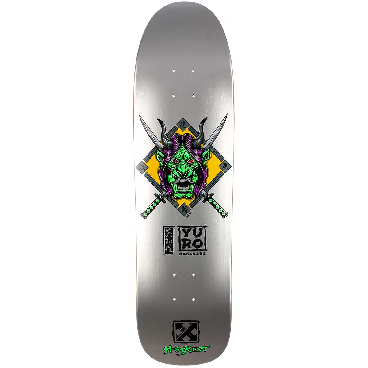 8.5x32.8 H-Street Yuro Nagahara Samurai Shaped Deck - Silver