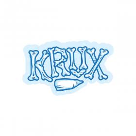 Krux Trucks Chomper White Vinyl Sticker - Blue 3.5" x 2.125"