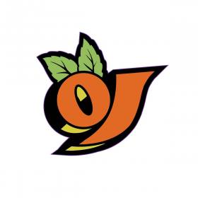 OJ Wheels Bold White Vinyl Sticker - Orange 2.5" x 2.5"