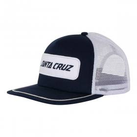 Santa Cruz Box Strip Mid Profile Mesh Trucker Hat - Navy/White