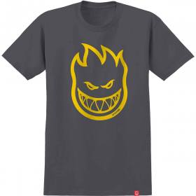Spitfire Bighead T-Shirt - Charcoal/Yellow