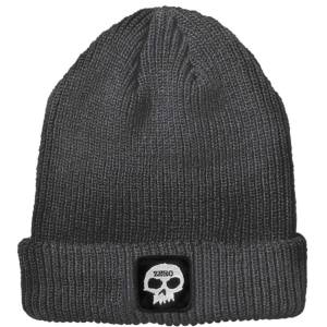 Zero Single Skull Patch Cuff Beanie - Charcoal