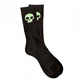 Zero Skull Crew Socks - Black Glow