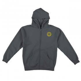 Antihero Basic Pigeon Round Embroidered Zip-Up Hoodie - Charcoal