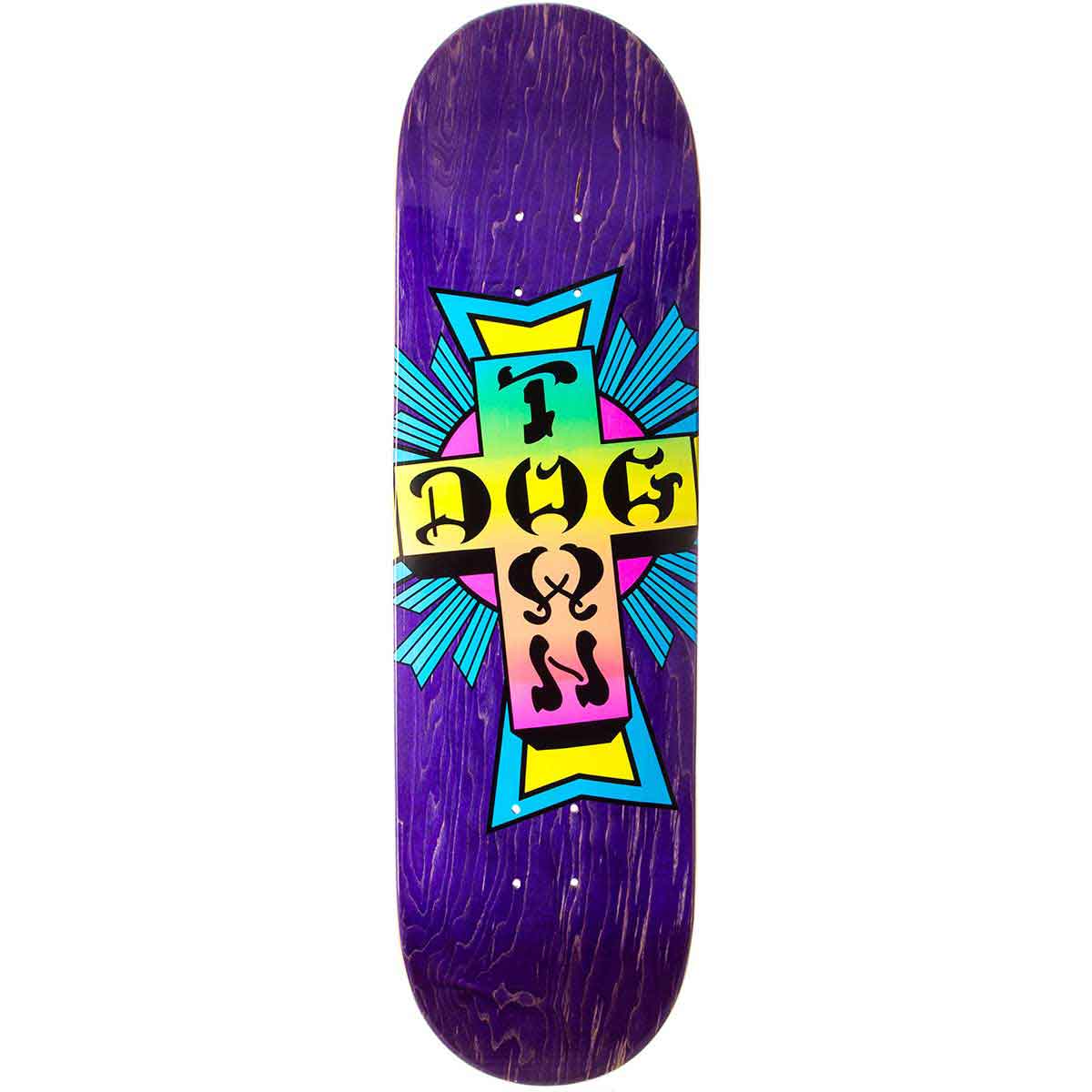 Dogtown Street Cross Logo Skateboard Deck - Purple Stain/Neon