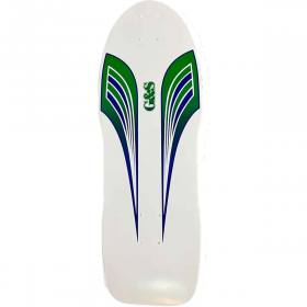 9.78x30 G&S 80's SideCut Re-Issue Deck - White Blue & Green Fade