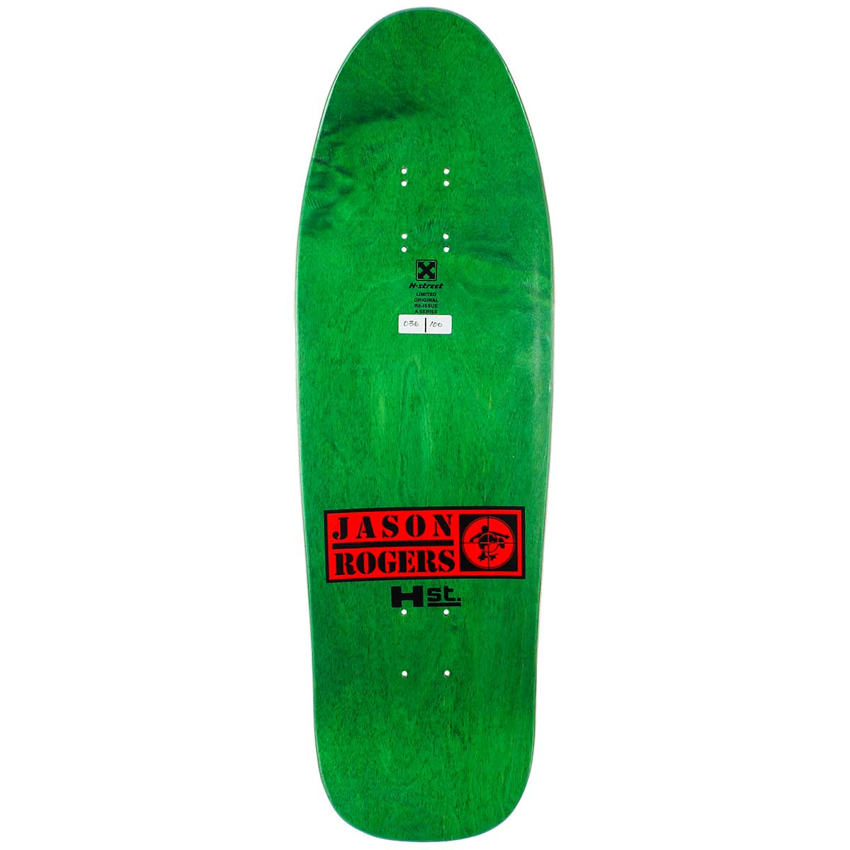 9.8x31.75 H-Street Jason Rogers Ball & Chain Re-Issue Deck - Green Stain