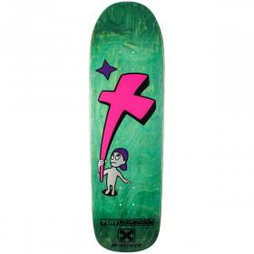 9x32.25 H-Street T-Mag Kid & Cross Park & Pool Shaped Deck - Green Stain/Pink Cross